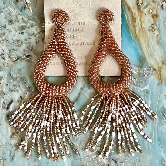 NWT Anthropologie Deepa Beaded Tassel Hoop Chandeliers - Picture 8 of 16
